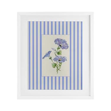 Imagem de Stupell Industries Impressão emoldurada Blue Stripe Morning Glory Birch sob vidro, design de Lisa Wehmeyer, 40,6 x 33,5 cm