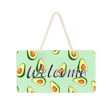 Imagem de Burbuja Placa de boas-vindas em aquarela de abacate para porta da frente, placa de boas-vindas de PVC para decoração de férias de casa de fazenda, 15 x 28 cm