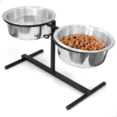 Imagem de Comedouro Para Cachorro Pet Preto Grande Com Regulagem De Altura - 195