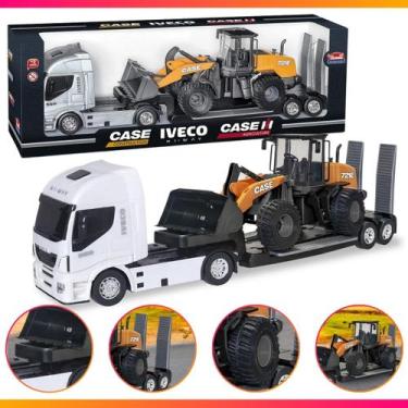 Imagem de Caminhão Iveco Plataforma Com Carregadeira Case 721e Brinquedo Menino 