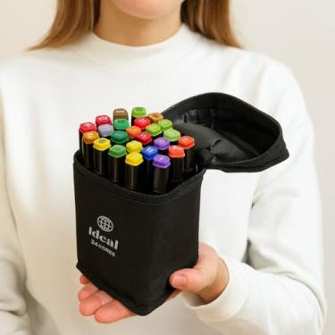 Imagem de Ideal Estojo com 24 Canetas Hidrográficas de Colorir, Cores Vibrantes, com Estojo Portátil, 16x10x8 cm, +3 Anos