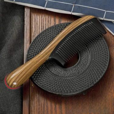 Imagem de Yinhing Pente de Cabelo Sem Estático, Desembaraçador de Dentes Finos, Pente de Madeira, Orgânico, Verde, Sândalo, Chifre, para Homens, Mulheres, Cabelo Longo, Grosso, Encaracolado, Anti (Cor madeira)