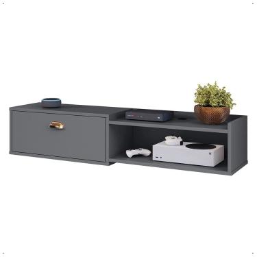 Imagem de Rack Suspenso Multifuncional Home Parede 1.20 Estante TV 42" Bancada Flutuante México 1 Porta Nicho Sala Quarto