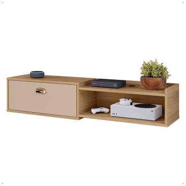 Imagem de Rack Suspenso Multifuncional Home Parede 1.20 Estante TV 42" Bancada Flutuante México 1 Porta Nicho Sala Quarto