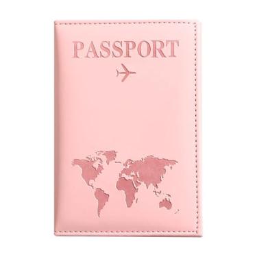 Imagem de Porta-passaporte de poliuretano de cor sólida – Carteira de viagem fina e leve com compartimentos para bilhetes e cartões, à prova de poeira e resistente à água, rosa, Cosmetic_case