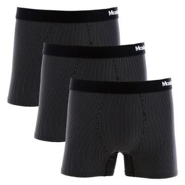 Imagem de Kit 3 Cuecas Boxer Mash Microfibra Risca de Giz  045.00, G, Preto