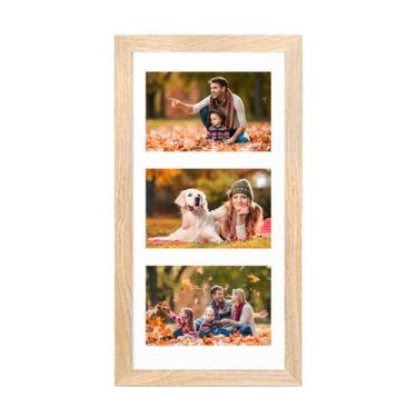 Imagem de Porta-retratos KINLINK 7x14 de madeira maciça natural para fotos 4x6