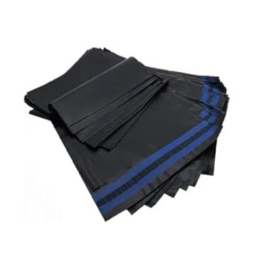 Imagem de Pacote com 20 x Envelope de Segurança com Lacre para E-commerce, Preto com Lacre Azul - 60x40 cm,