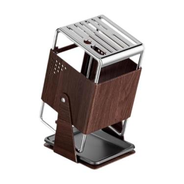 Imagem de Bothyi Organizador de facas com e compartimento para tesoura, moderno e em aço inoxidável, ideal para cozinhas balcões de restaurantes, Marrom