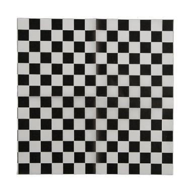 Imagem de Forros de cesta de comida xadrez preto e branco de 30,5 cm x 30,5 cm - 12 peças