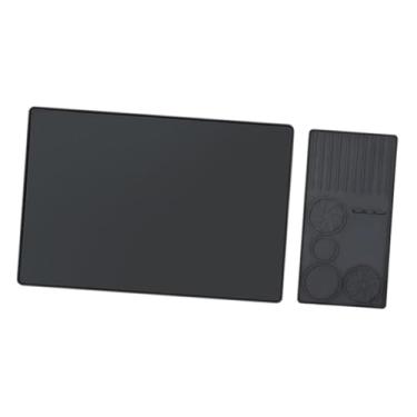 Imagem de Fenteer Tapete de silicone para café, tapete para bar de café, multiuso para alimentação de animais de estimação com borda elevada e compactador de café, Preto