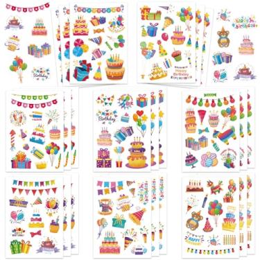 Imagem de Adesivos de aniversário de 315 peças, adesivos autoadesivos de balões, velas de cupcake de doces, adesivos de festa de aniversário para scrapbook, garrafas de água, envelope de laptop, decoração de