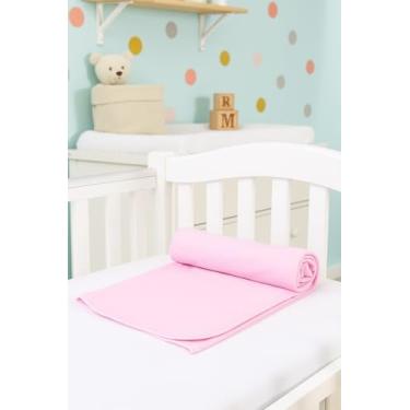Imagem de Manta Cueiro de Malha 100% Algodão Rosa Bebê (80x90cm). Hipoalergênica, Acabamento em Viés, Estilo Clássico, Ideal para Berço e Carrinho