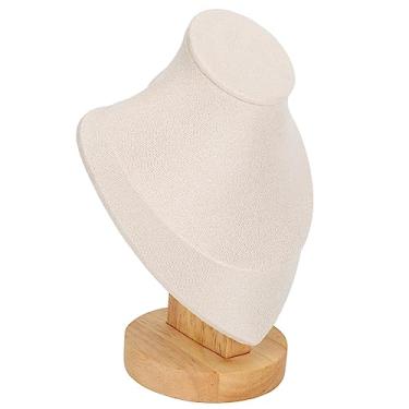 Imagem de Naroote Suporte de Exibição de Colar Elegante Suporte de Flanela para Loja de Varejo, Organizador de Economia de Espaço Claro para Bancadas de Vidro Doméstico Preto (Bege)