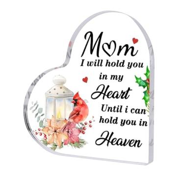 Imagem de Presentes de simpatia pela perda do ente querido, placas e placas decorativas acrílicas em forma de coração, presentes de luto, presente de condolências por perda de mãe pai marido filho família
