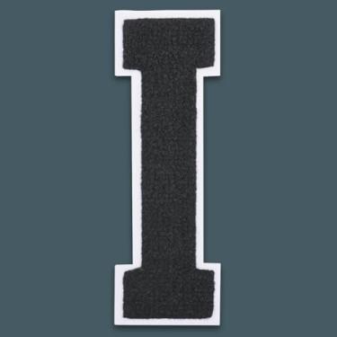 Imagem de QianSiLi Remendos de letras universitárias de chenille preto de 15 cm, letras grandes para jaquetas Letterman, moletons com capuz, mochilas, coletes, roupas, adesivos individuais da letra I