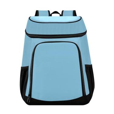 Imagem de Mochila térmica azul bebê, 36 latas, lancheira de grande capacidade, para almoço, piquenique, viagem, acampamento, caminhada
