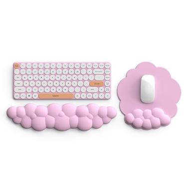 Imagem de Kit 2 Apoio de Pulso Nuvem, Mouse Pad Ergonomico, Apoio de Pulso,com Base PU Antiderrapante, Tapete de Mesa para Computador, Jogos, Computador,EscritóRio (Rosa)