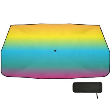 Imagem de Protetor solar gradiente arco-íris para para-brisa de carro proteção de isolamento térmico dobrável toldo de carro guarda-chuva de para-brisa, persianas de carro para janelas