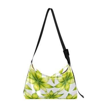 Imagem de Bolsa de ombro feminina de couro com folhas verdes, bolsa tiracolo de couro vegano, bolsa de ombro transversal, Folha de folhas verdes - 4, One Size