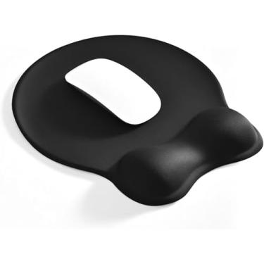 Imagem de EooCoo Mouse pad para jogos com suporte de pulso contornado para estabilizar o pulso e aliviar a dor, mouse ergonômico grande com enchimento de gel, base de poliuretano antiderrapante, superfície lisa