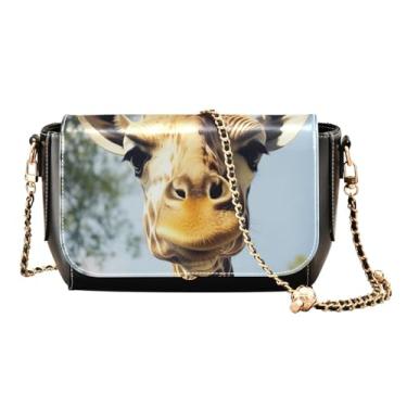 Imagem de Giraffe's Head Looks Forward Bolsa transversal de couro com zíper, bolsas tiracolo femininas de couro, bolsas transversais médias para mulheres, Giraffe's Head Looks Forward-2, One Size