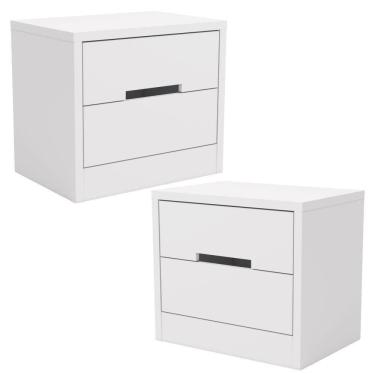 Imagem de Kit 02 Mesas De Cabeceira 2 Gavetas 54 Cm S822 Kappesberg Branco