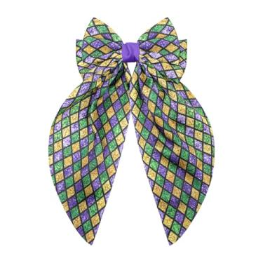 Imagem de Lanmerry Arcos de cabelo carnaval de 16,5 cm para mulheres, carnaval, lindos laços de cetim sedoso roxo para meninas, cauda longa, acessórios de moda de carnaval