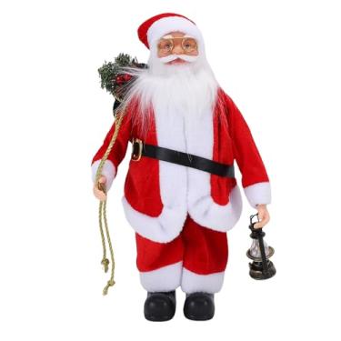 Imagem de Keenso Estatuetas de Papai Noel, Tradicional Vermelho Branco Em pé Figura de Papai Noel Decoração de Férias Com Mochila de Natal Removível para Decoração de Shopping de Home Office