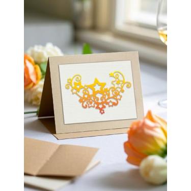 Imagem de 1 estêncil de matriz de corte de aço carbono, padrão de estrela curva de cor platina fosca para álbum de fotos faça você mesmo, cartão de papel decorativo em relevo, 8,7 x 8,7 x 0,1 cm