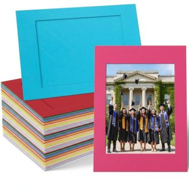 Imagem de Juexica 150 porta-retratos de papel, 10 x 15 cm, com suporte de cavalete de papelão, arte para família, artesanato, decoração de Natal, formatura, casamentos, exibição (colorida)