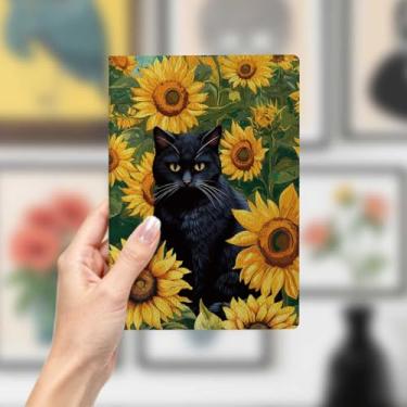 Imagem de Caderno de couro de gato, caderno A5 para anotações de escritório, agenda de 21 x 14,7 cm, agenda de viagem, presente para amantes de gatos, 20 anos