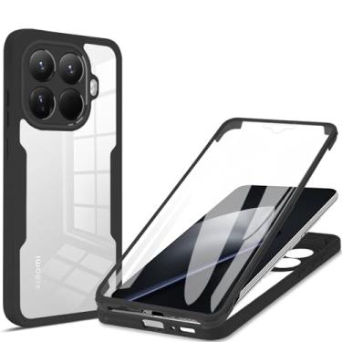 Imagem de Ephoou Capa transparente para Xiaomi 15T Pro com protetor de tela, camada dupla, proteção total à prova de choque, à prova de poeira, tudo incluído, capa para Xiaomi 15 T Pro QB-preta