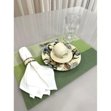 Imagem de Jogo Americano Mesa Posta Impermeável Redondo ou Retangular para Jantar e Eventos – Kit 4 ou 6 Lugares Decorativo Luxo (19. Tons de Verde,6 unidades)