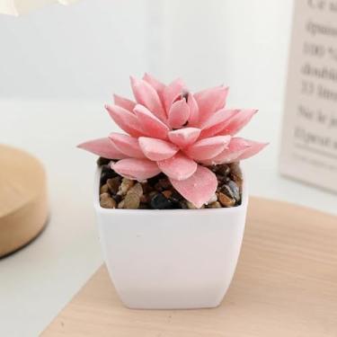 Imagem de Plantas suculentas artificiais rosa mini suculentas falsas em vasos com flores para acessórios de mesa de escritório, decoração de carro