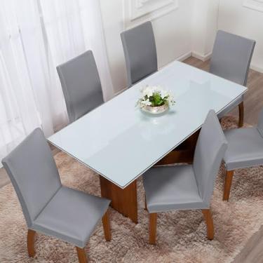 Imagem de Kit 4 Capas Protetora de Cadeira de Jantar Malha Gel Ajustável com Elástico - Lavável, Seca Rápido (4, Cinza)