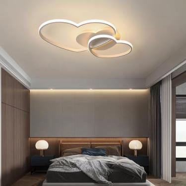 Imagem de Luminária de teto LED moderna para quarto, com intensidade regulável, 42W, formato de coração, com controle remoto, temperatura de cor de 3000K a 6000K, ideal para quarto de princesa ou suít