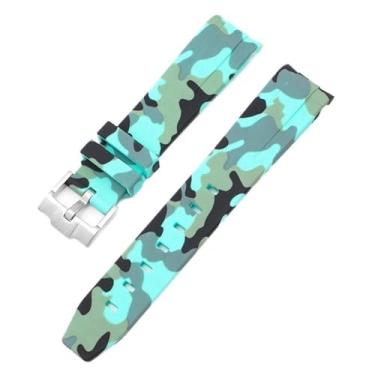 Imagem de BDNJN Pulseira de camuflagem para Omega para Swatch MoonSwatch com extremidade curvada de borracha de silicone masculina e feminina, acessório de relógio esportivo de 20 mm (camuflagem pato