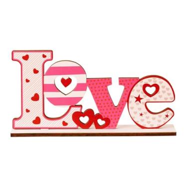 Imagem de predolo Centro de mesa de madeira para o Dia dos Namorados, presente, bandeja de vários andares para decoração de lareira, casamento, mesa de jantar, estilo, Amor