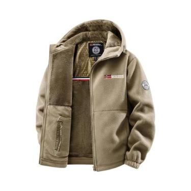 Imagem de Jaqueta De Inverno Masculina Em Fleece, Acolchoada, Com Capuz, Quente,