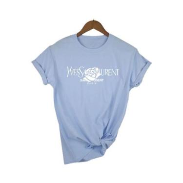 Imagem de Camiseta Feminina De Verão Com Estampa De Alfabeto, Gola Redonda, Mang