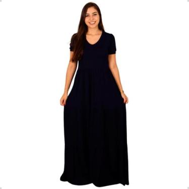 Imagem de Vestido Feminino Longo Algodão 3 Marias Luxo Festa Gola V - 40 Graus M