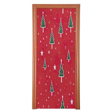 Imagem de Wassud Árvores de Natal, estrelas, capa de porta, decoração de porta de Halloween, faixa interna e externa, decoração de casa, grande, 89 cm x 200 cm