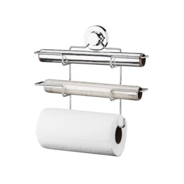 Imagem de Suporte para rolos de papel toalha/alumínio/pvc c/ventosa cromado - Praticità - Future