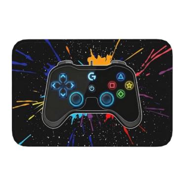 Imagem de Jbofyee Jogo Joystick Tapete de banho 61 x 40 cm antiderrapante microfibra macia tapete de banheiro lavável tapete de entrada gamer tema decoração para banheira, chuveiro chão