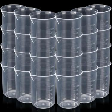 Imagem de Tatuo Pacote com 200 copos de mistura de plástico, copos medidores descartáveis em forma de V, copo transparente de epóxi a granel com graduado para resina, laboratório, líquido, arte de tinta