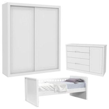 Imagem de Quarto Infantil com Cama Tutto New 2 Portas Branco Acetinado - Matic -
