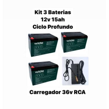 Imagem de Kit 03 baterias vrla 12v 15ah ciclo profundo, patinete,scooter,bicicle