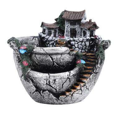 Imagem de Phefop Plantador de Jardim de Fadas, Vaso de Flores de Jardim de Fadas Criativo Mini Vaso de Resina de Paisagem Com Casa de Campo Suspensa para Decoração de Suculentas Interior e