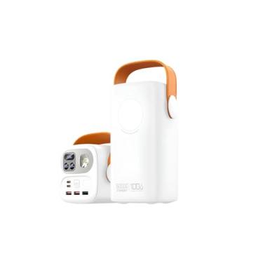 Imagem de Power Bank 60000mAh, Bateria Portátil 100W com Lanterna LED, 5 Portas USB, Carregamento Rápido 3.1A, Compatível com Smartphones, Notebook, Tablet, Drone, MiniStarlink (BRANCO)